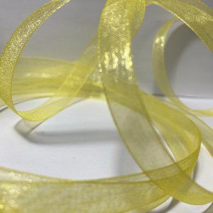 4 Yellow Organza Ribbon 3/8 Inch 60 Feet